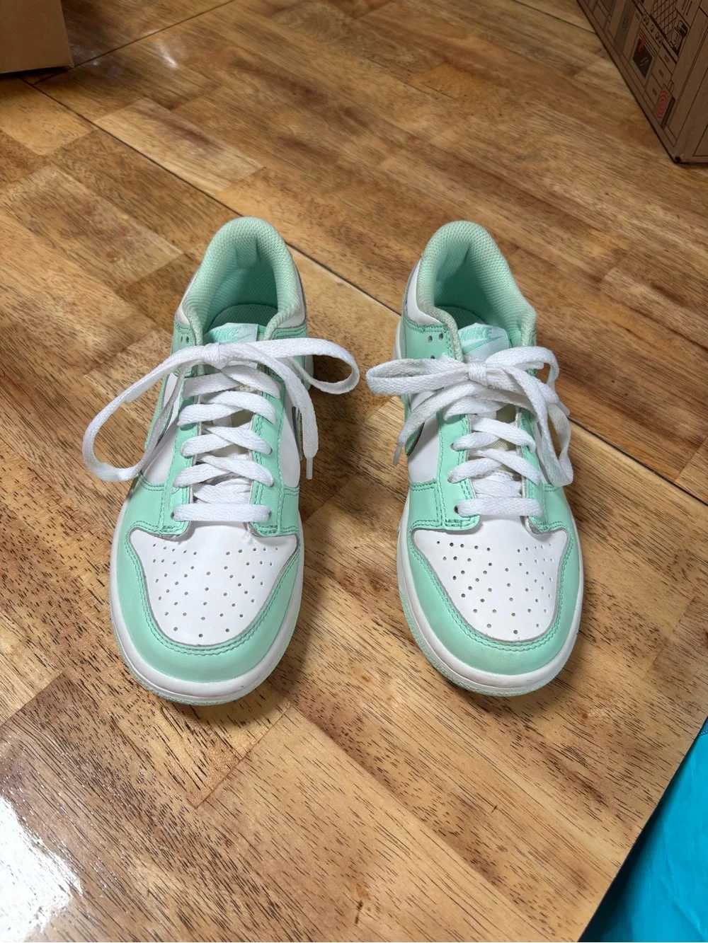 Nike Kids Mint & White Low-Top Sneakers